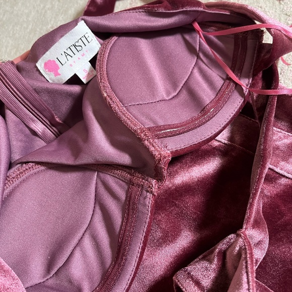 Rose pink velvet dress - Picture 5 of 6